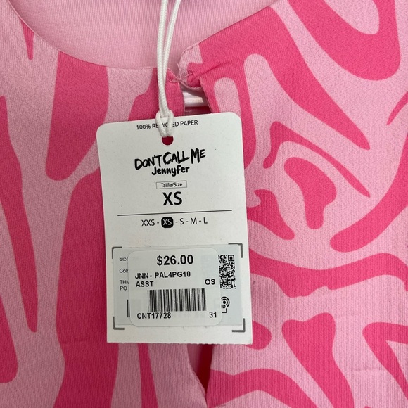 NWT Don’t call me jennyfer Vibrant Pink Zebra Tank Top SIZE XS - Picture 4 of 5
